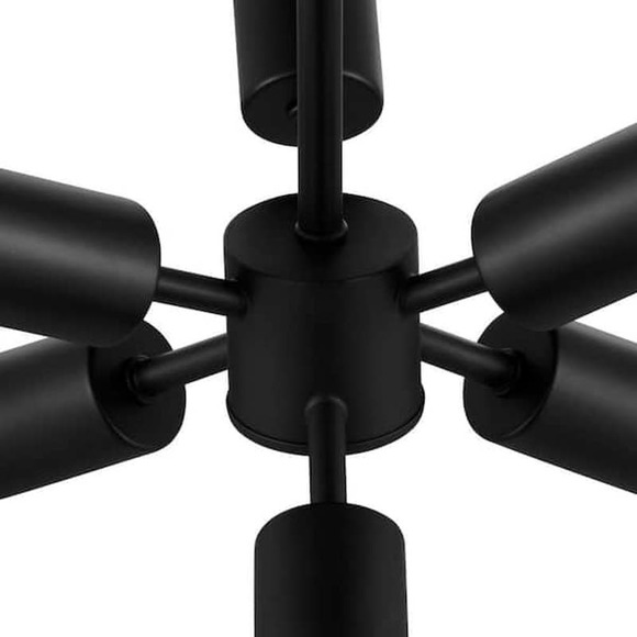 Leonie 16.25 in. 6-Light Matte Black Sputnik Semi-Flush Mount, Ceiling Light - Picture 3 of 6